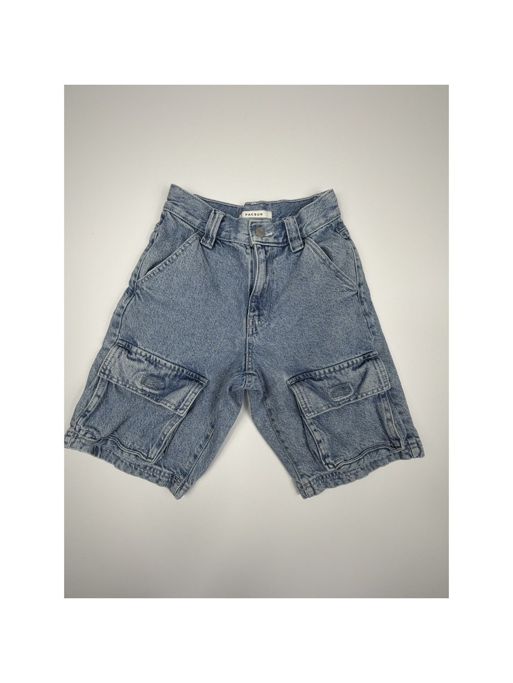 PacSun Boy Fit Cargo Shorts Womens Size 22 Light Wash Denim Baggy Y2K Skater - Picture 1 of 9